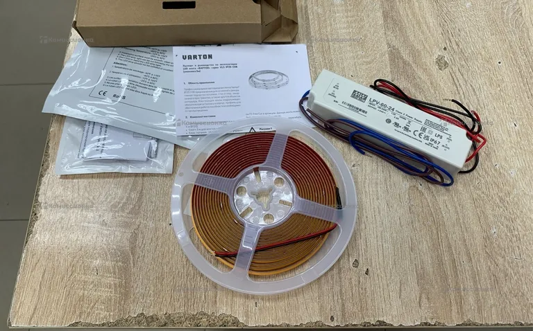Led лента VARTON 10W/m 24v 3000k 5m x 10mm+драйве