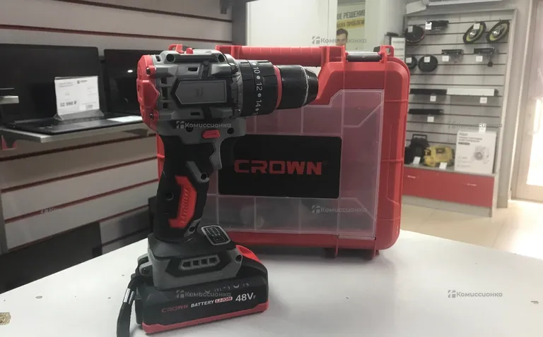 Бесщеточный аккумуляторный шуруповерт Crown 128V