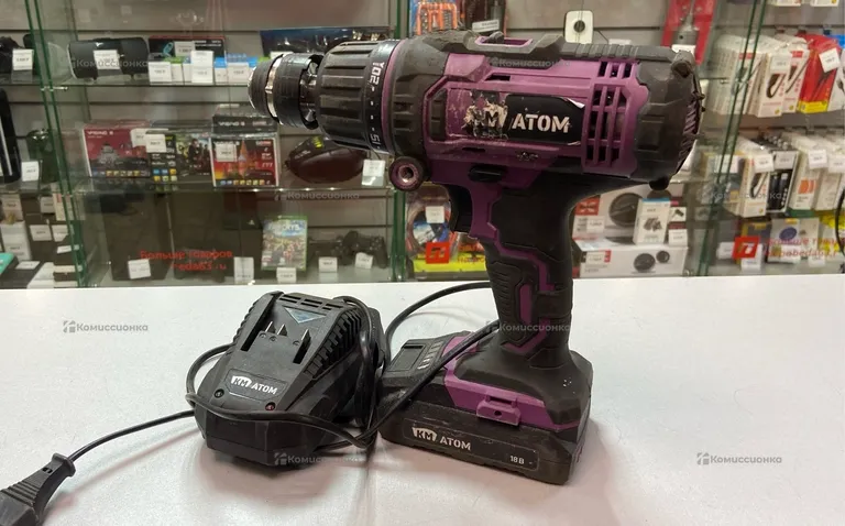 дрель шуруповерт Atom CD181/2 KIT